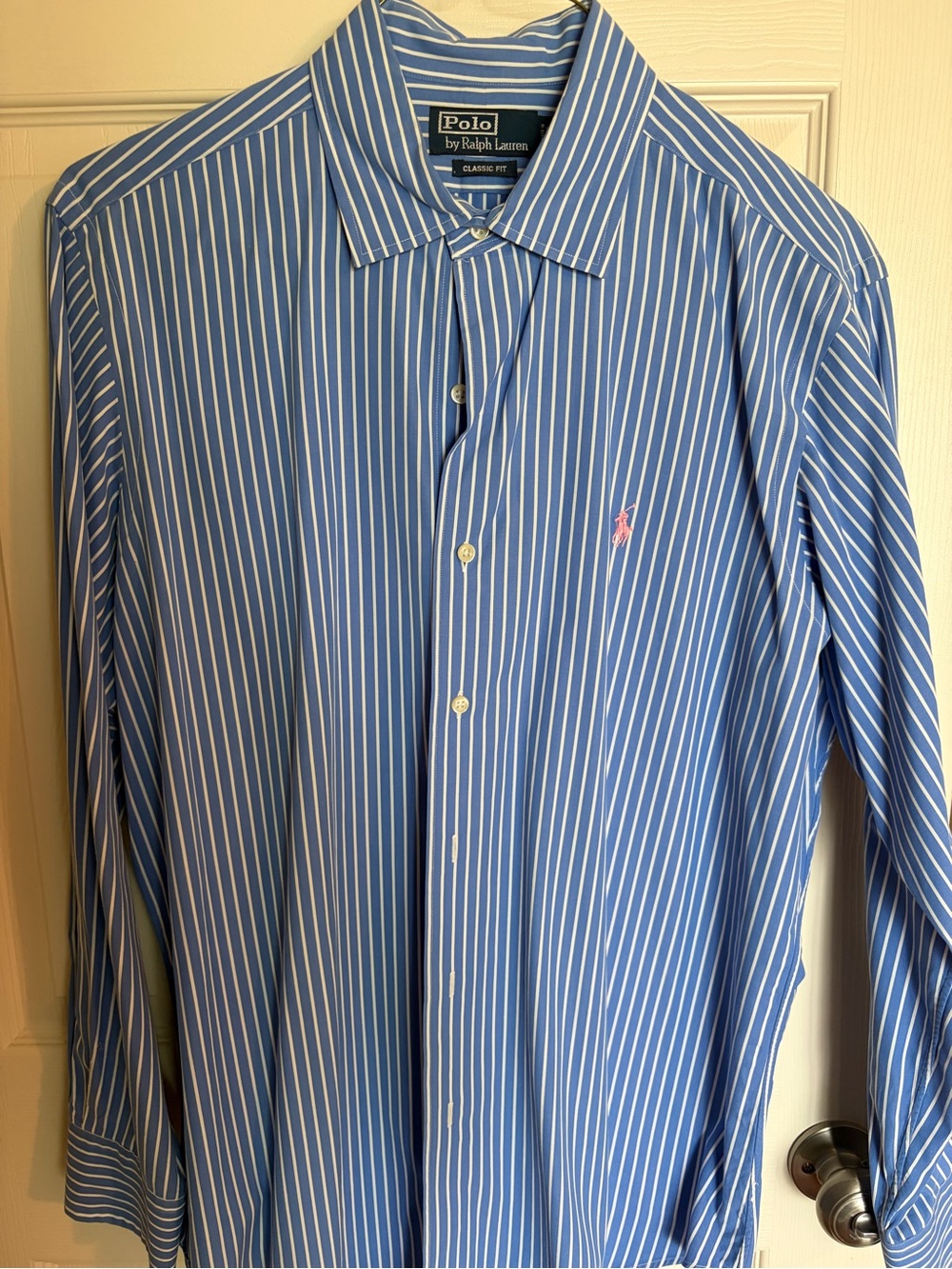 Polo by Ralph Lauren Blue and White Striped Dress Shirt